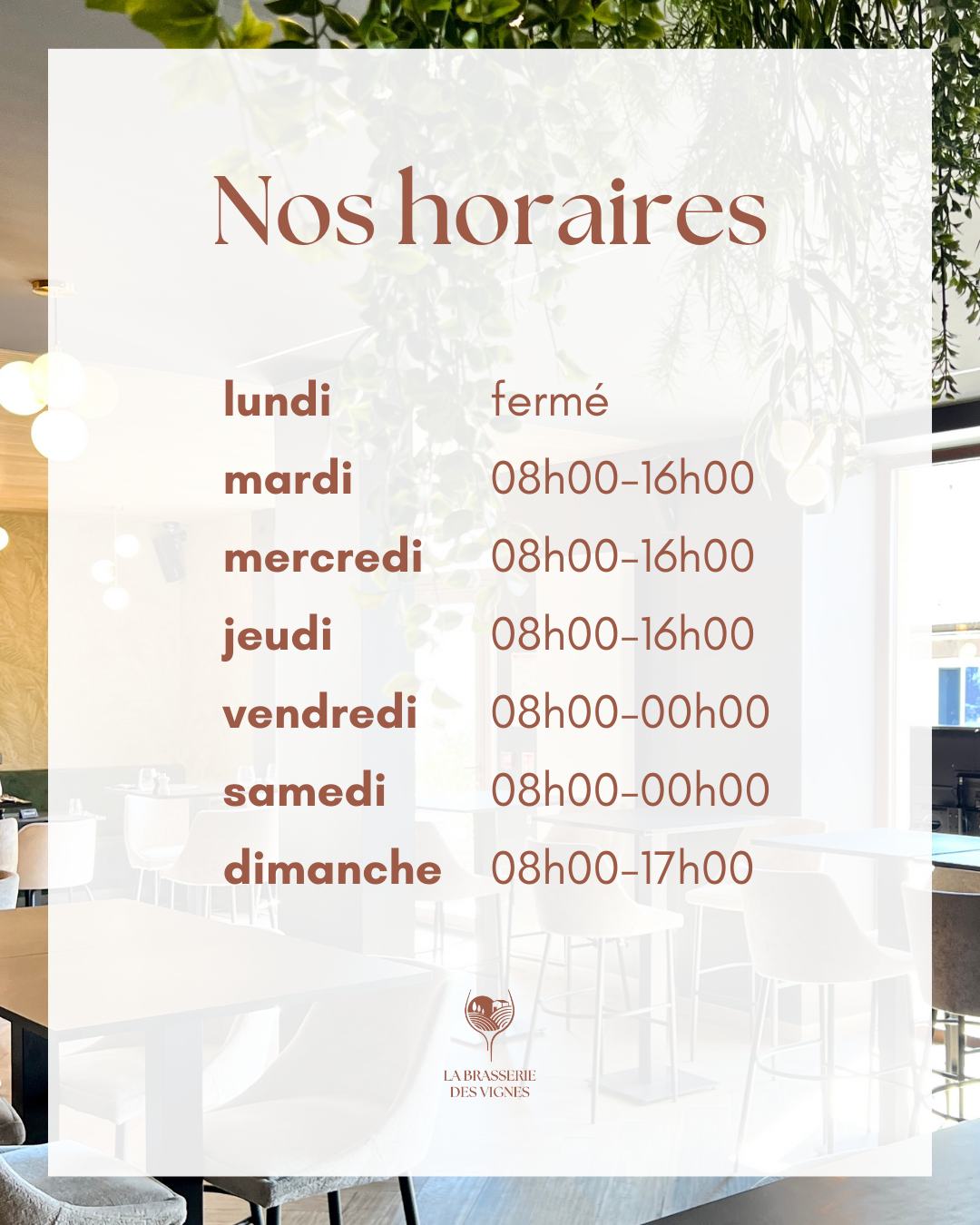 Nouveaux horaires