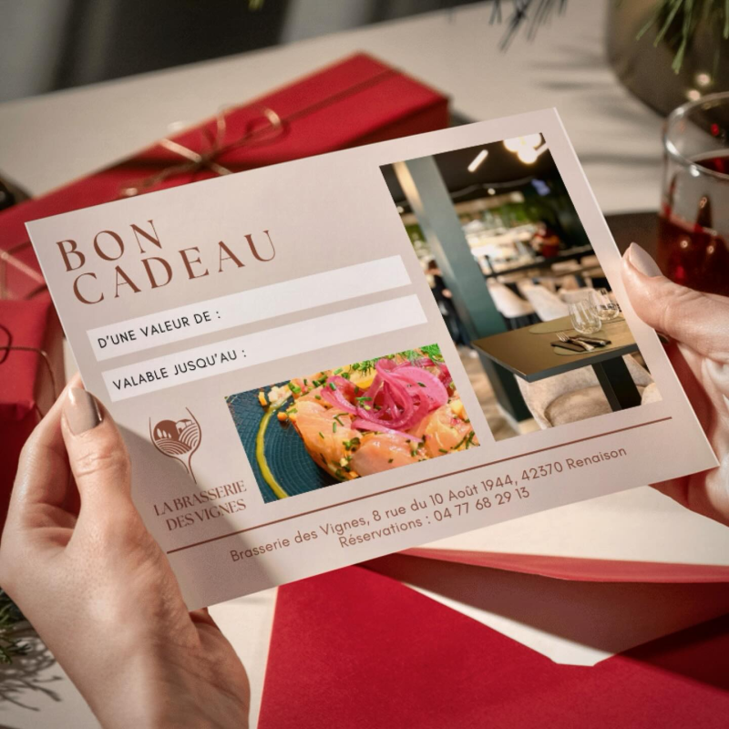 Bon cadeau repas gourmand entrée plat dessert